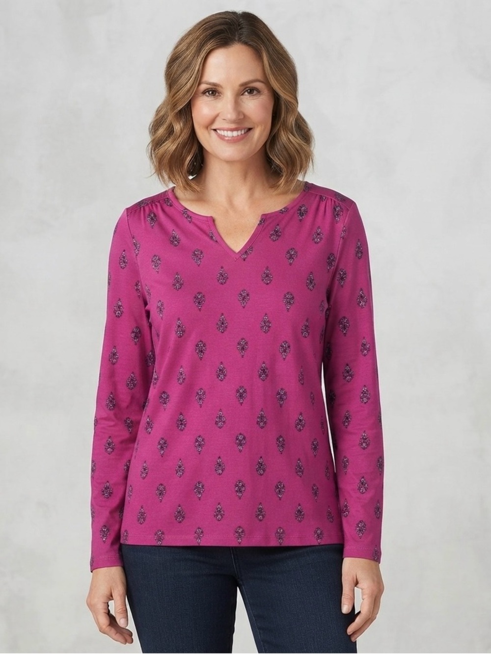 Liz Claiborne Sleepwear V Neck Long Sleeve Tee